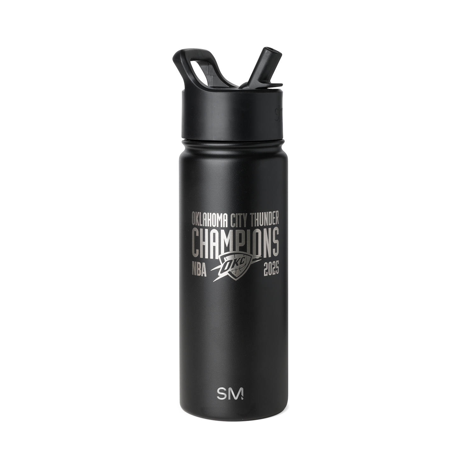 NBA Summit Water Bottle with Straw Lid - 20oz / OKC Thunder Champions - Engraved on Black