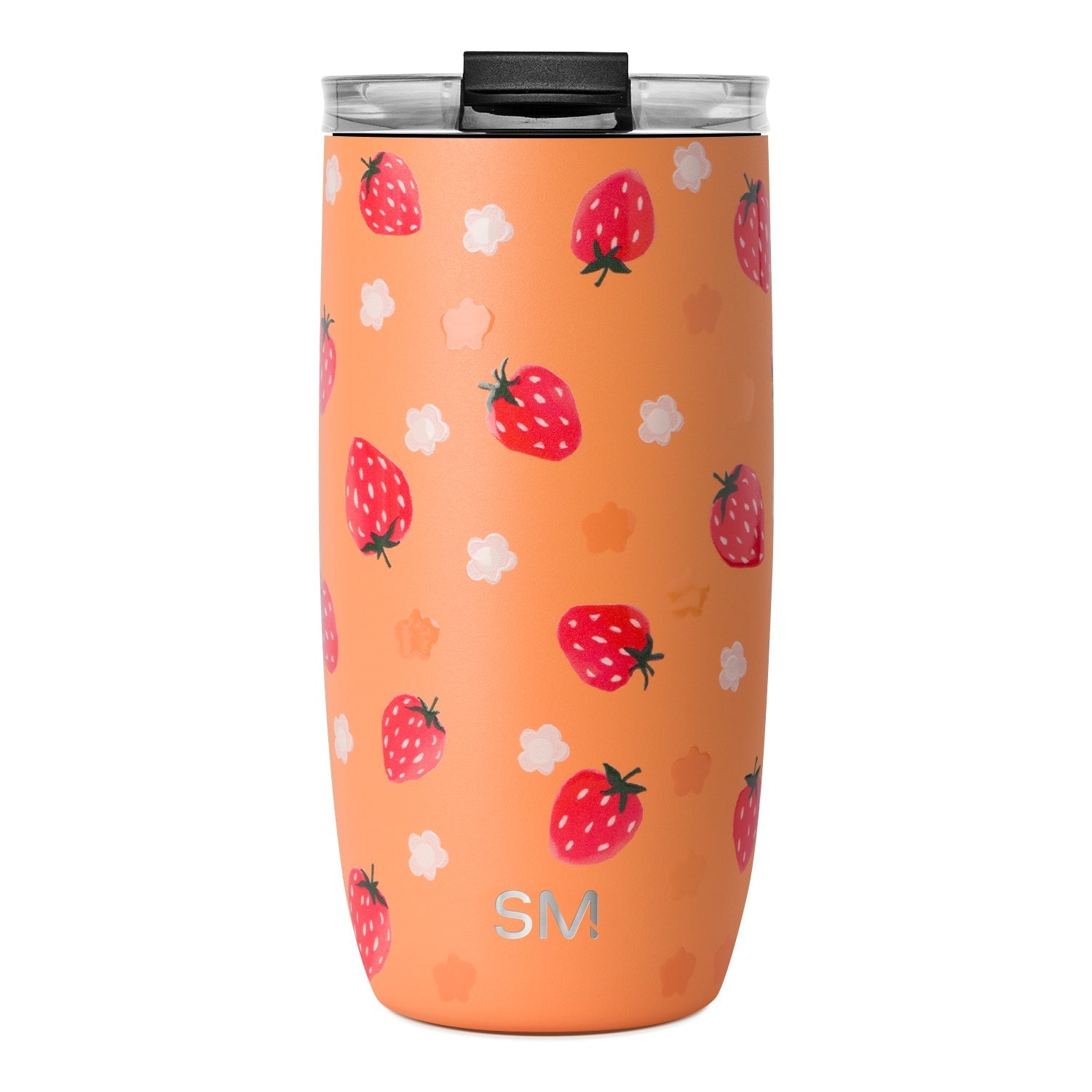 Voyager Tumbler with Clear Flip Lid & Straw - 16oz / Strawberry Fields / Flip