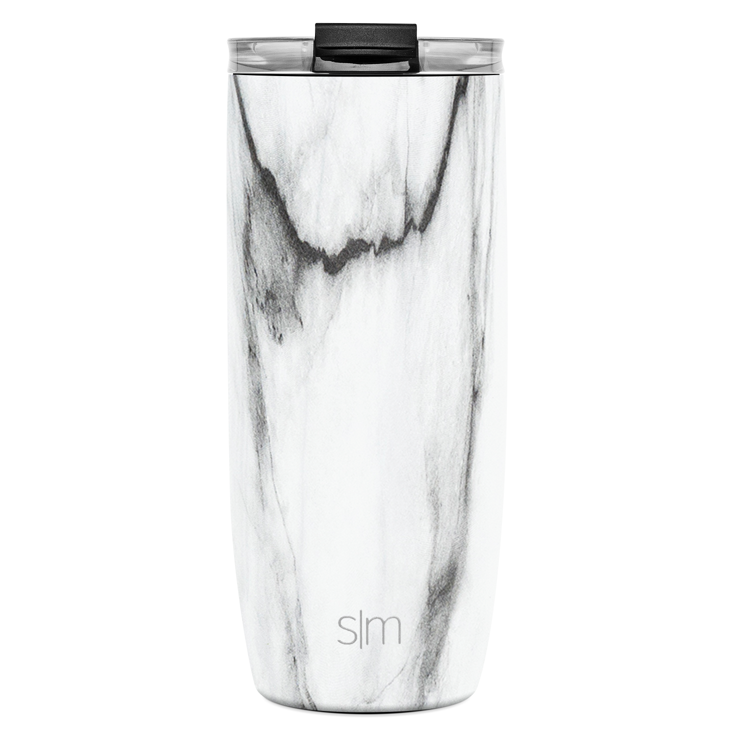 Voyager Tumbler with Clear Flip Lid & Straw - 20oz / Carrara Marble / Flip + Straw