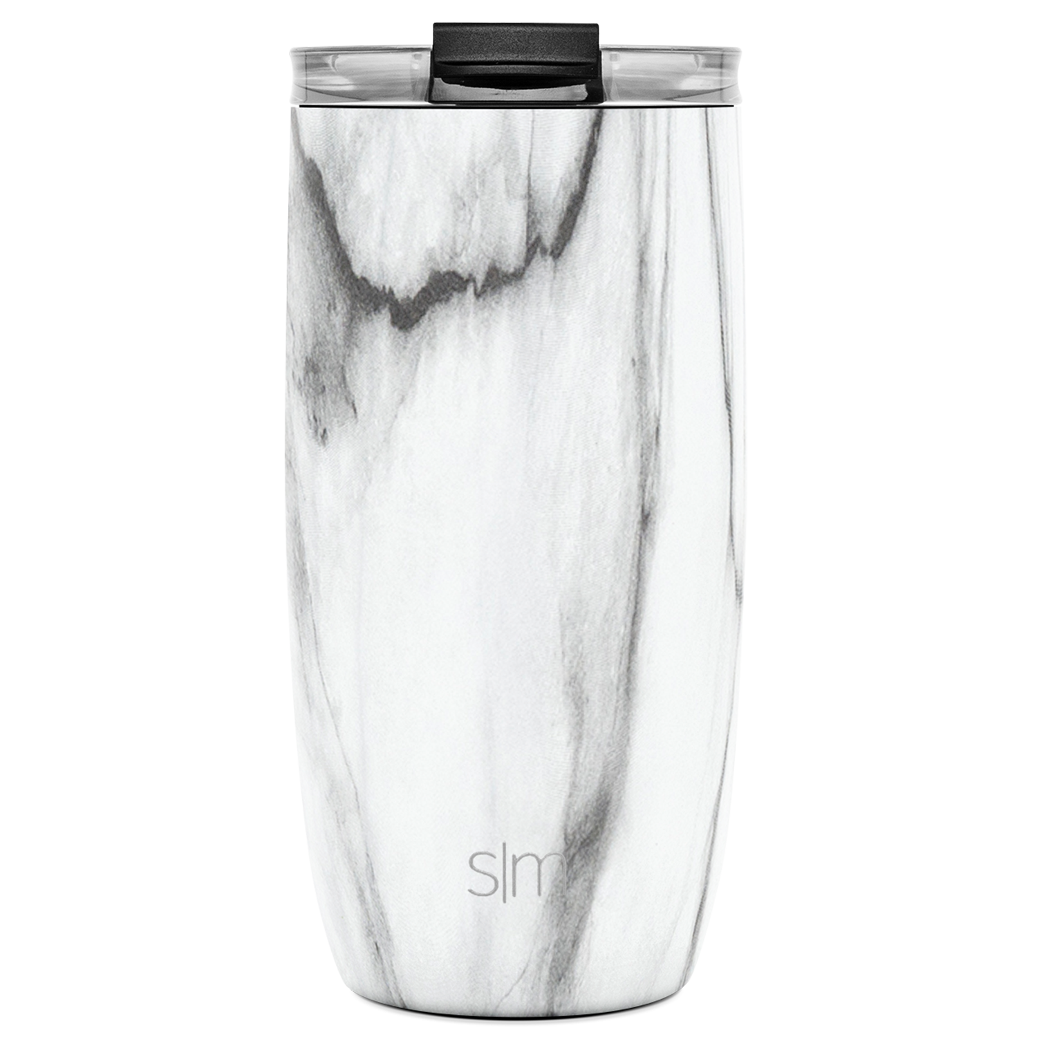 Voyager Tumbler with Clear Flip Lid & Straw - 16oz / Carrara Marble / Flip + Straw