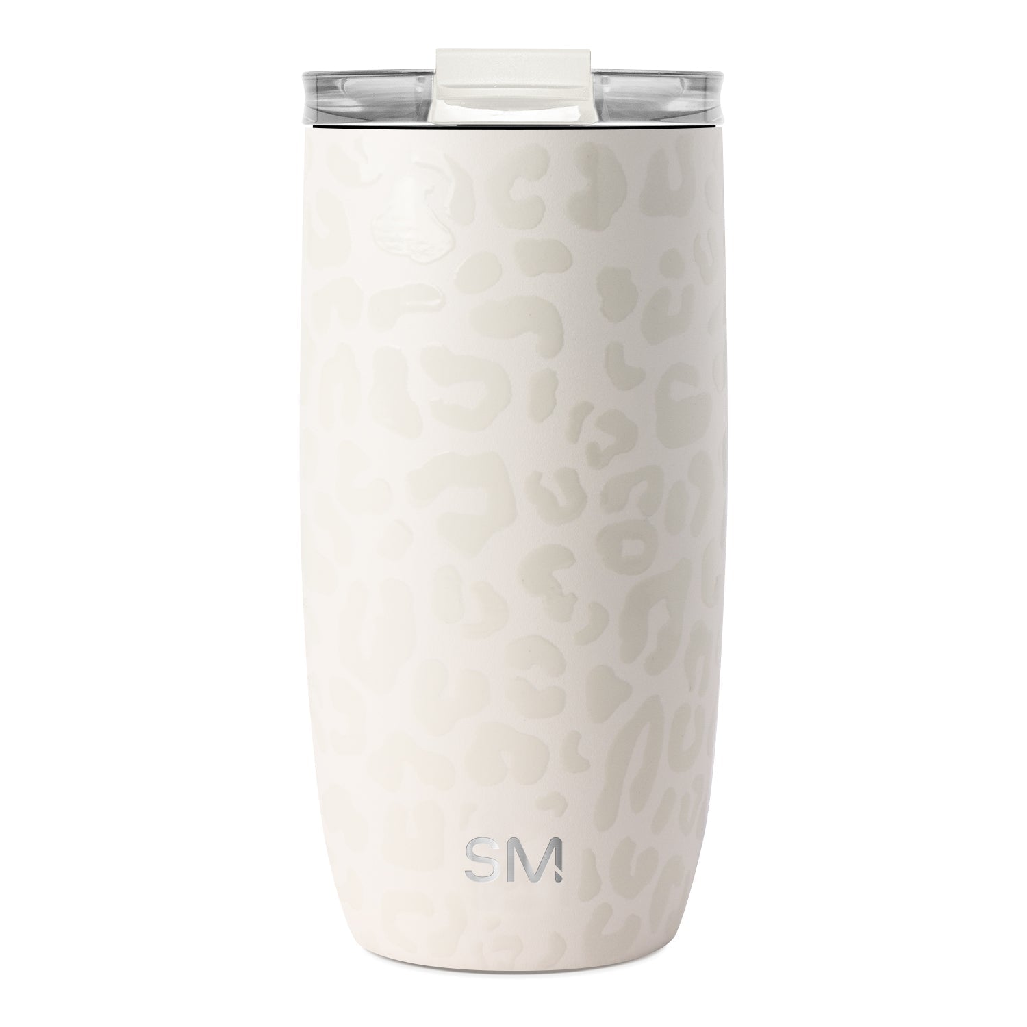 Voyager Tumbler with Clear Flip Lid & Straw - 16oz / Cream Leopard / Flip + Straw