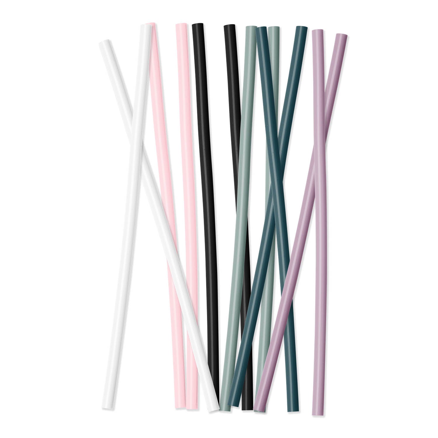 Plastic Reusable Drinking Straws 12-Pack - Assortment of Six