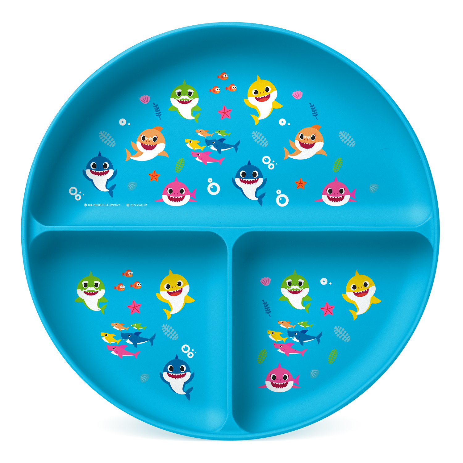 Parker Silicone Partitioned Plate - Baby Shark Friends