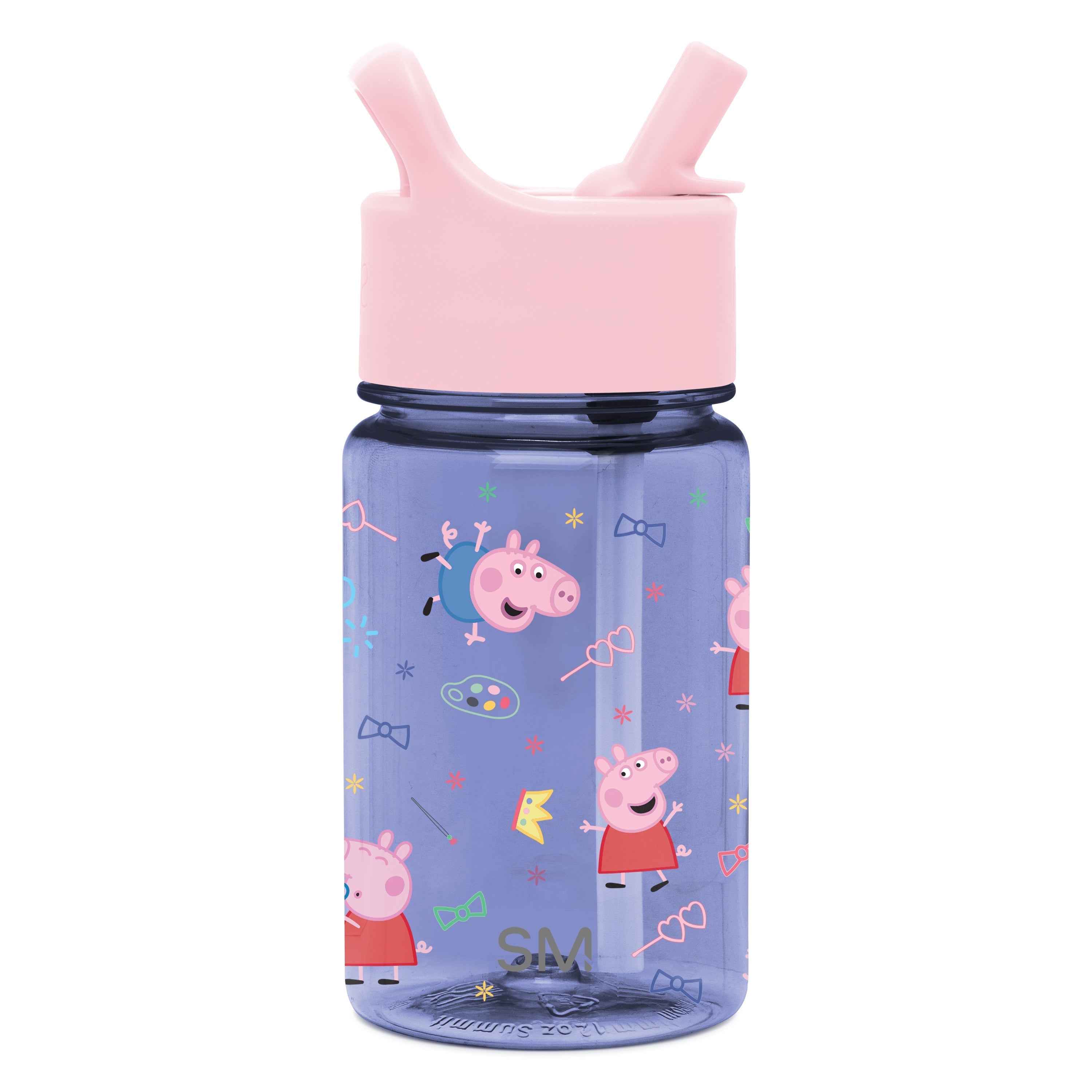 Summit Kids Plastic Water Bottle with Straw Lid - Peppa Pig Bubbles / SKS