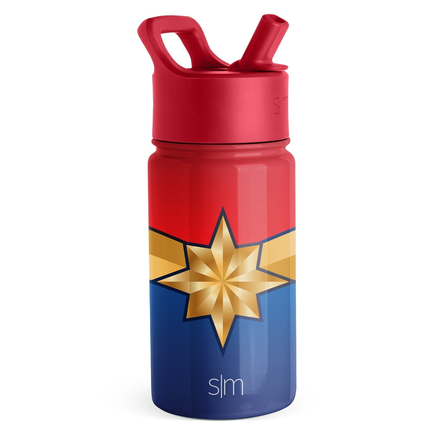 Summit Kids Water Bottle with Straw Lid - 14oz - Captain Marvel / Straw / SM