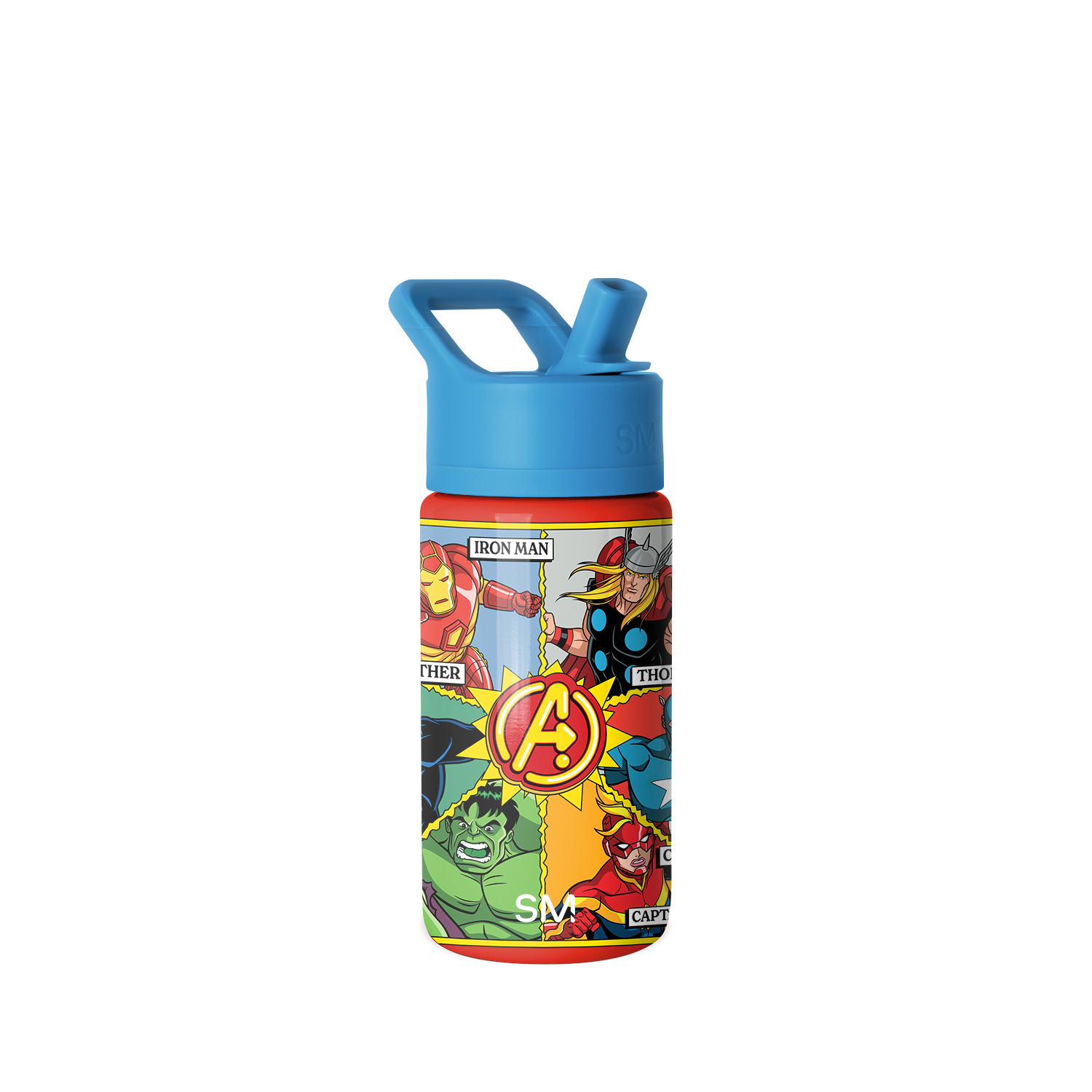 Summit Kids Water Bottle with Straw Lid - 14oz - Avengers Comic / Straw / SM2