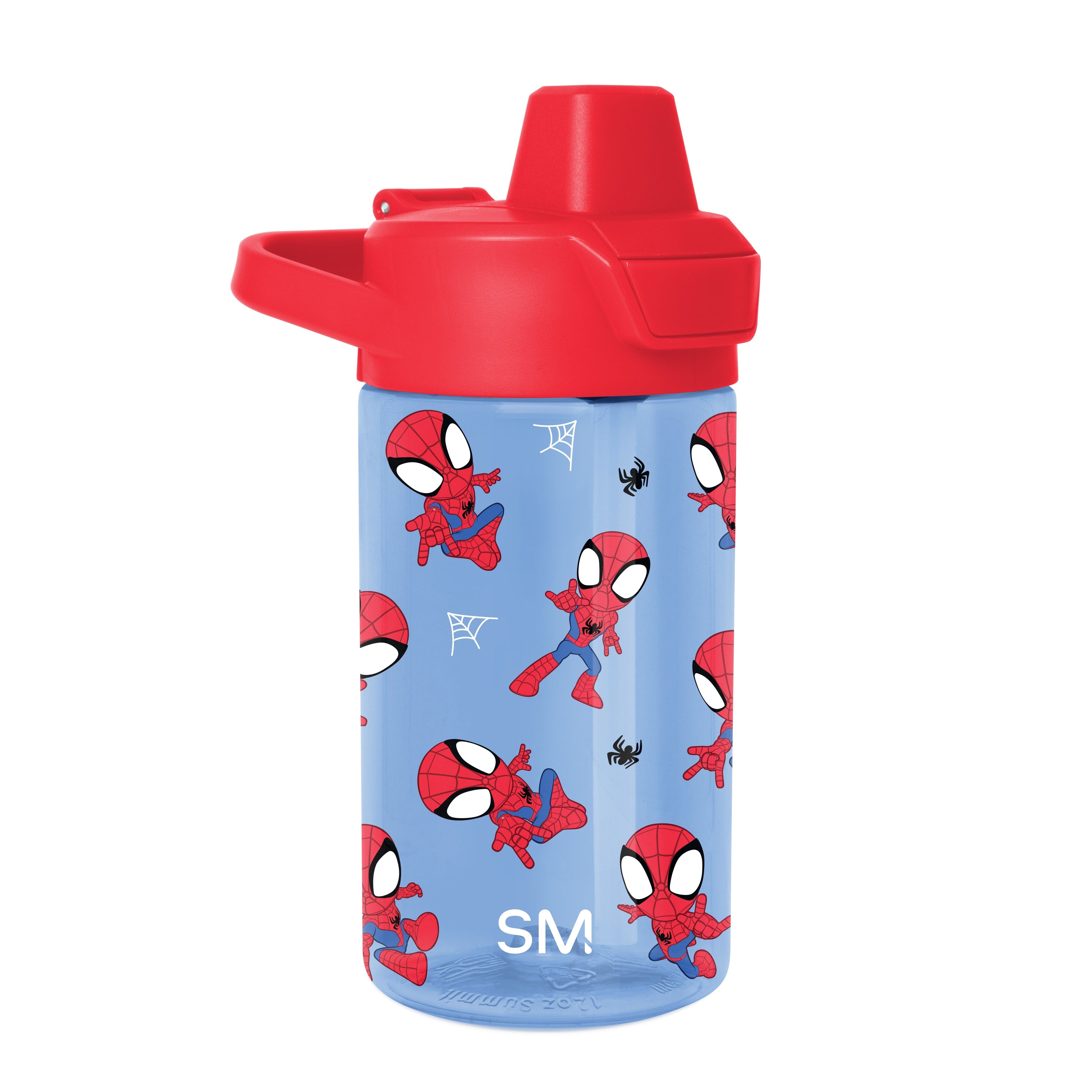 Summit Kids Plastic Water Bottle with Simple Flip Straw Lid - Spidey Webs