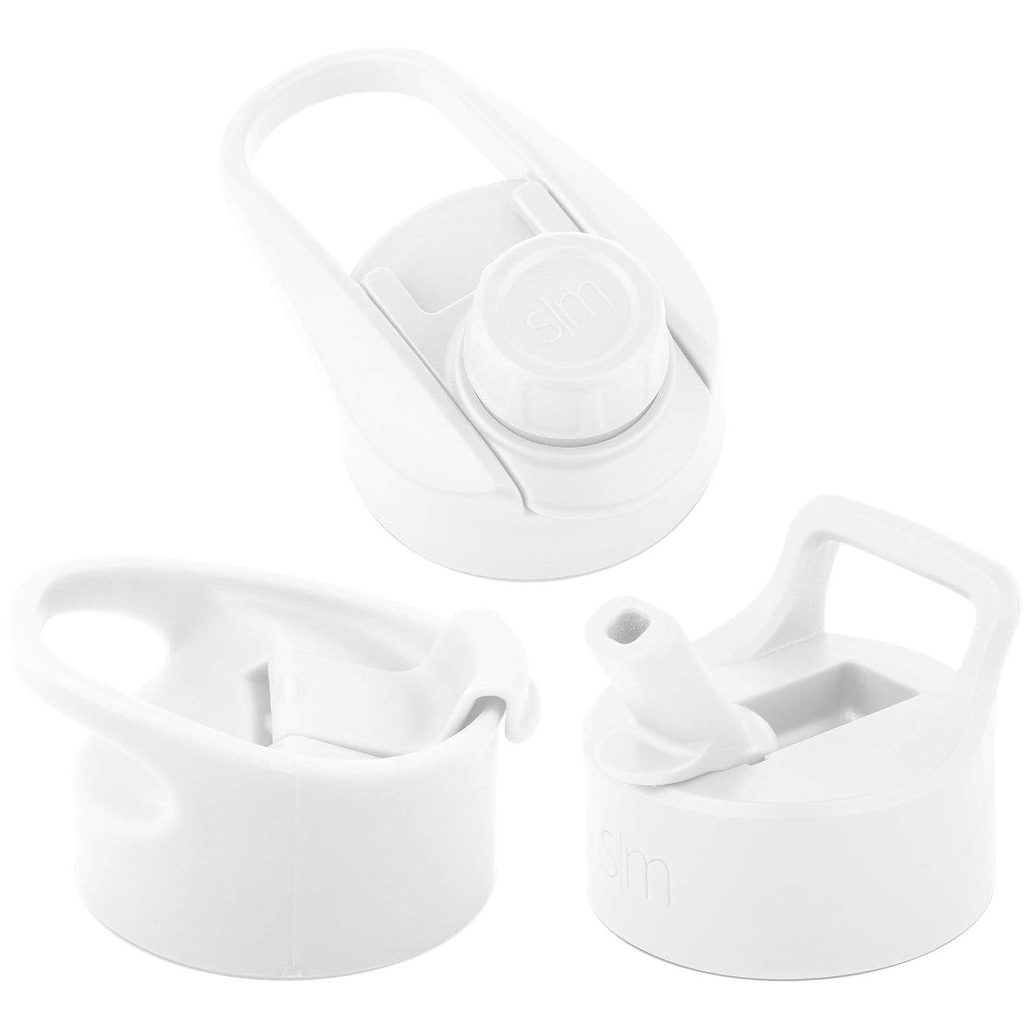 Summit Water Bottle Lid 3 Pack - Flip Lid with Handle, Insulated Straw Lid, and Insulated Chug Lid - Winter White